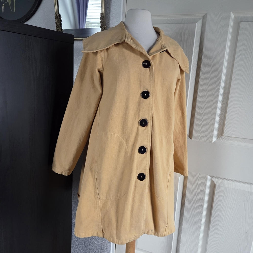 Color Me Cotton Yellow Swing Coat CMC 100% Cotton Heavyweight Size Small